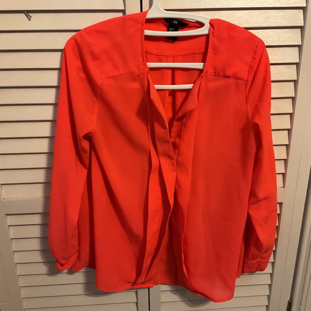 Chiffon neon orange blouse